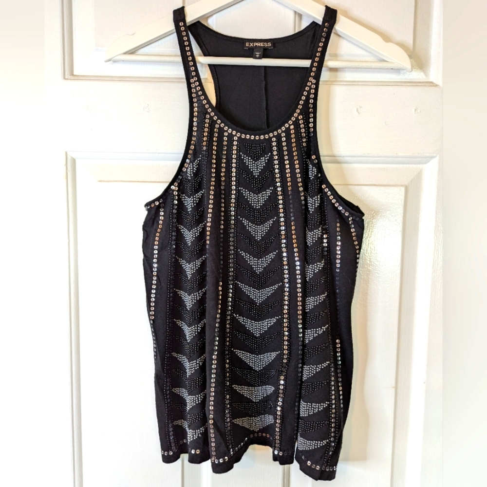 Express Art Deco Sequin Beaded Trapeze Tank Medium
